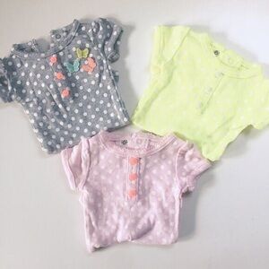 Carter's Polka Dot Button Down Shirts - Gray, Yellow, Pink